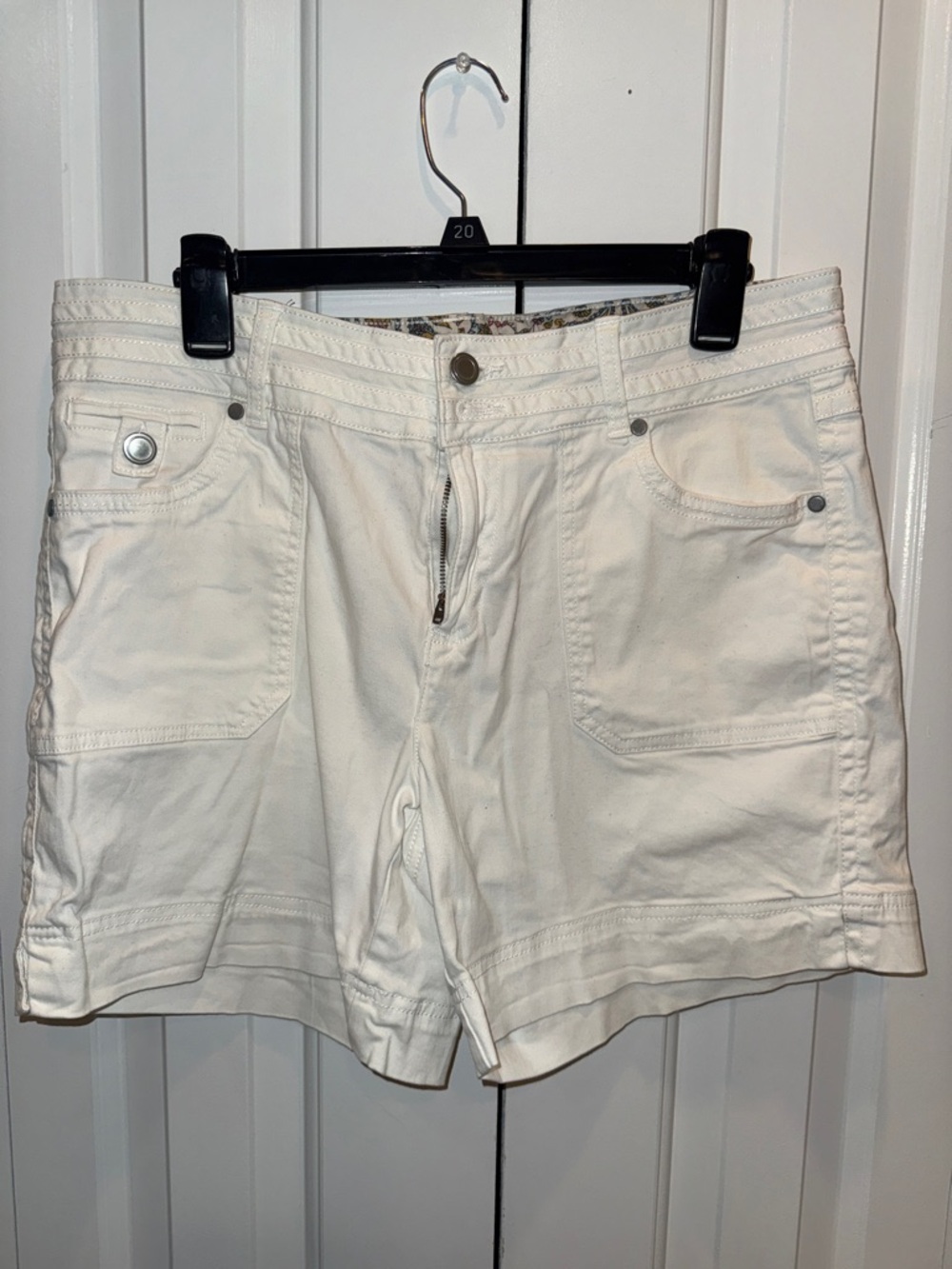 Dakota Blue White High-Rise Button-Front Shorts